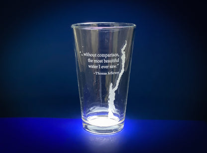 Lake George with Thomas Jefferson Quote  pint glass