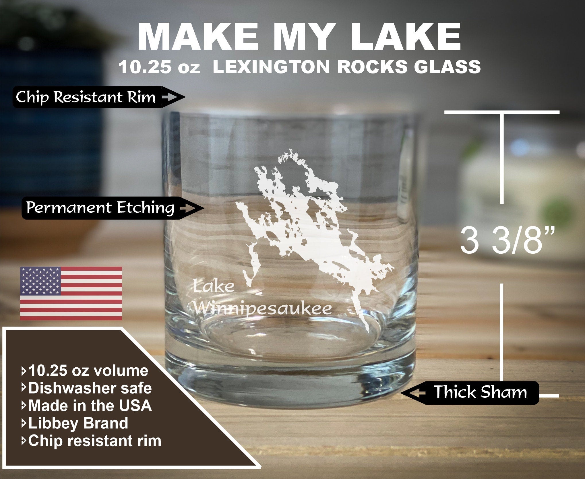 Make My Lake 10.5 oz Rocks Glass