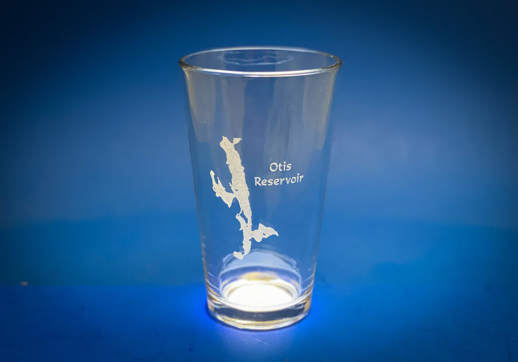 Otis Reservoir Massachusetts - Lake Life Gift - Laser engraved pint glass