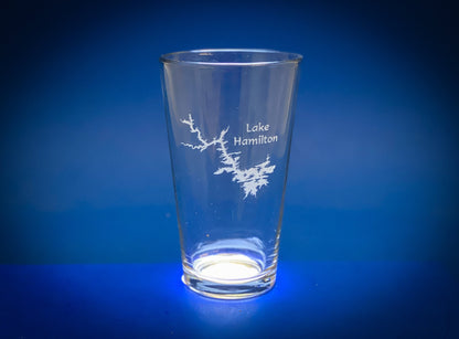 Lake Hamilton Arkansas - Lake Life - Laser engraved pint glass