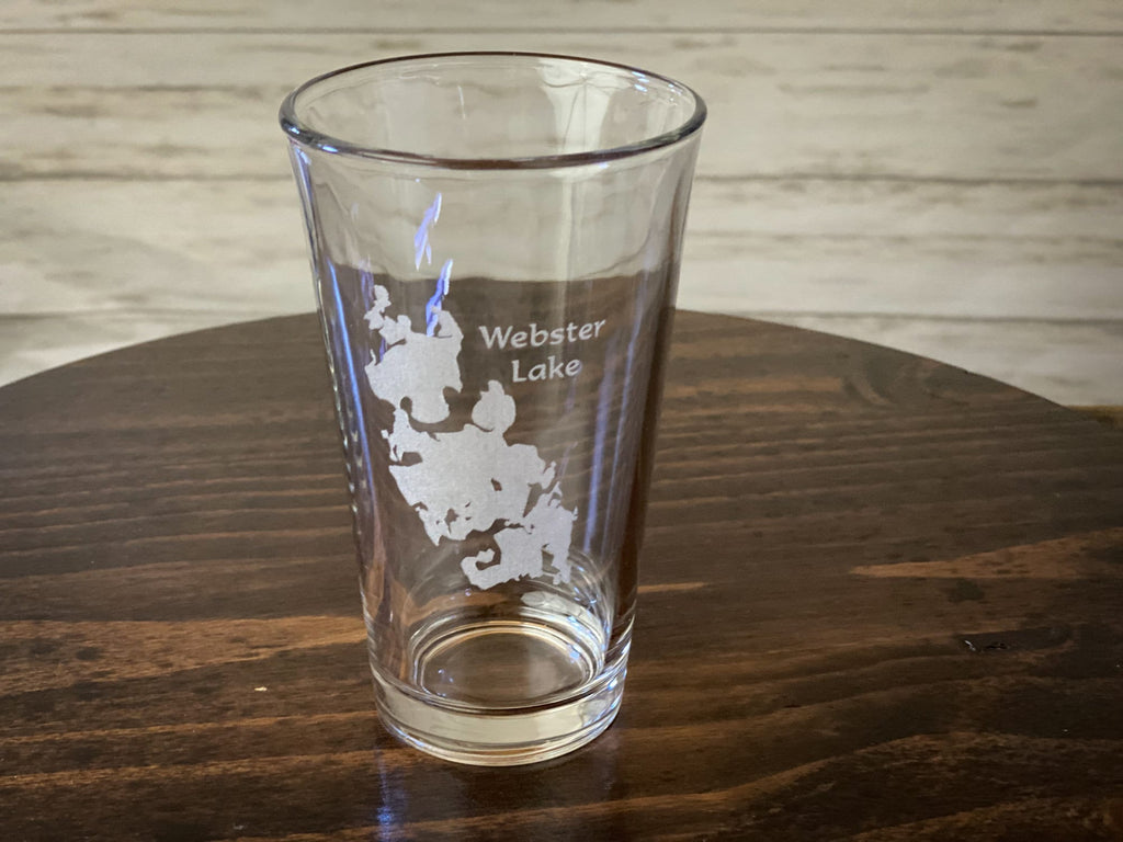 Webster Lake Massachusetts - Lake Life - Laser engraved pint glass