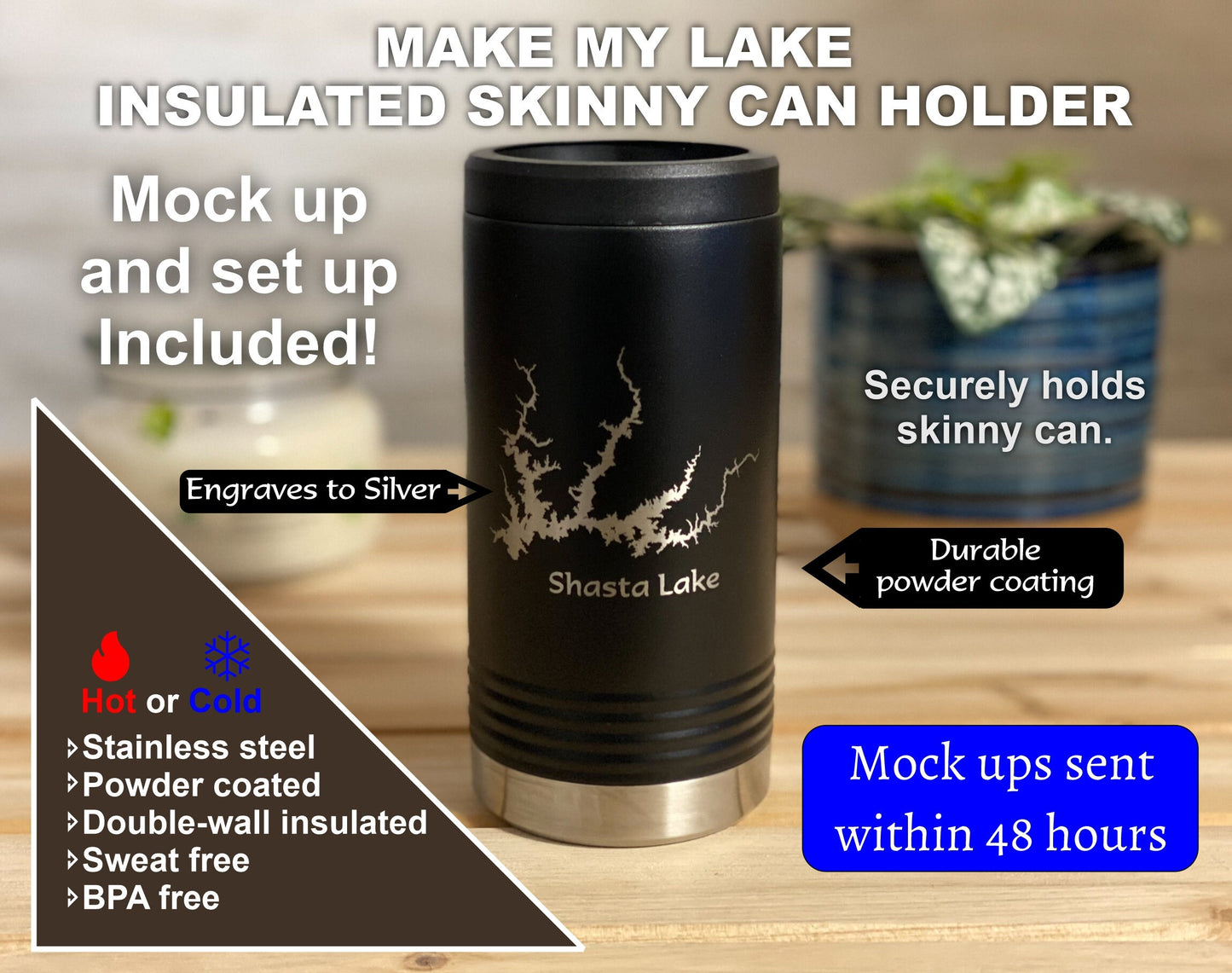 Make My Lake Insulated can cooler Can and bottle holder – Adirondack Etching
