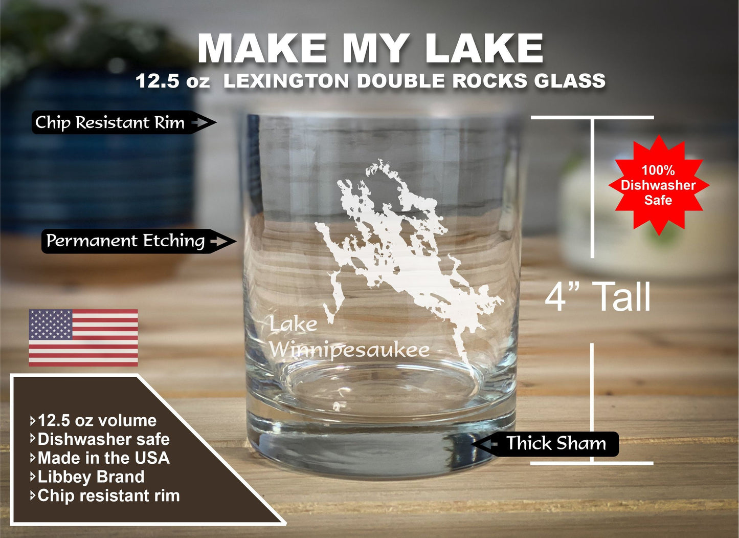 Make My Lake 12.25 oz Double Rocks Glass