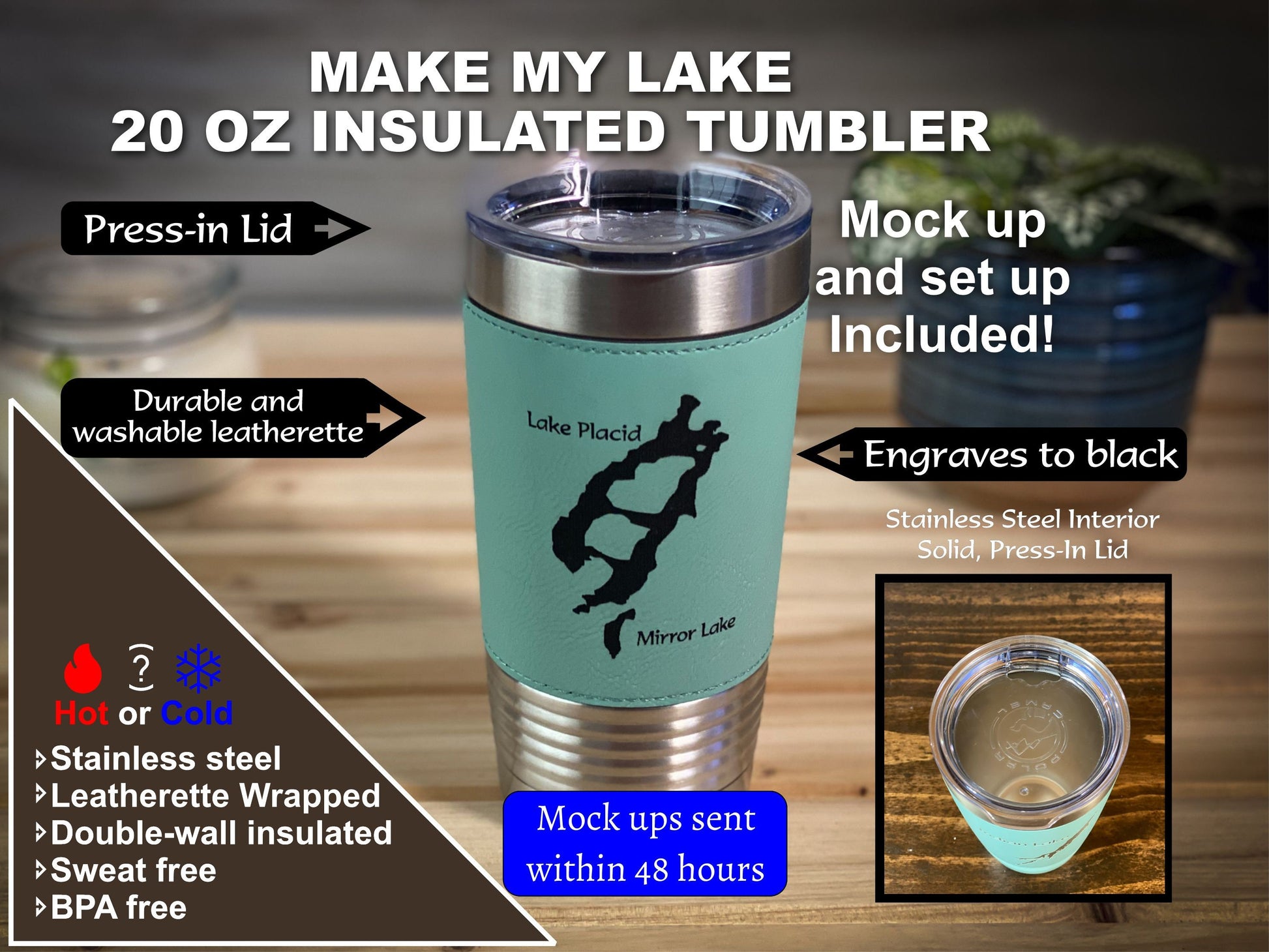 Make My Lake 20 oz insulated water bottle – Adirondack Etching