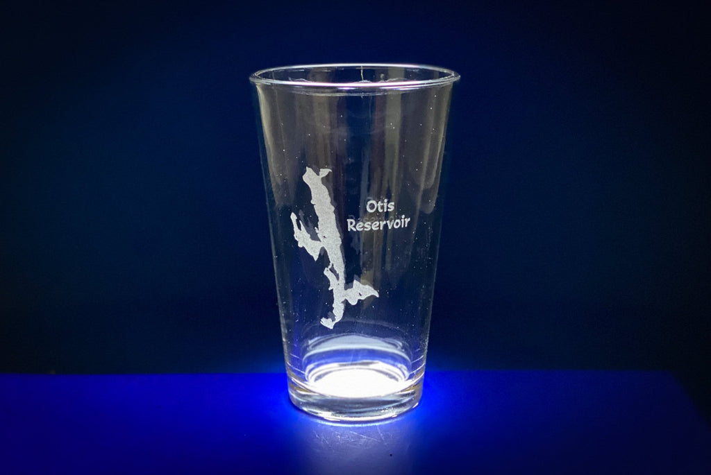 Otis Reservoir Massachusetts - Lake Life Gift - Laser engraved pint glass