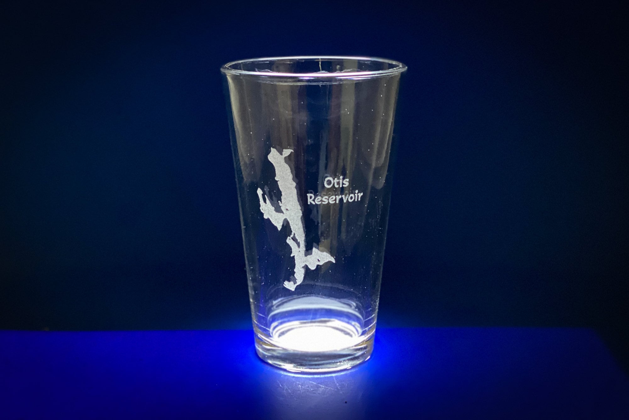 Otis Reservoir Massachusetts - Lake Life Gift - Laser engraved pint glass