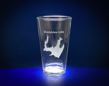 Grandview Lake Indiana - Lake Life- Laser engraved pint glass
