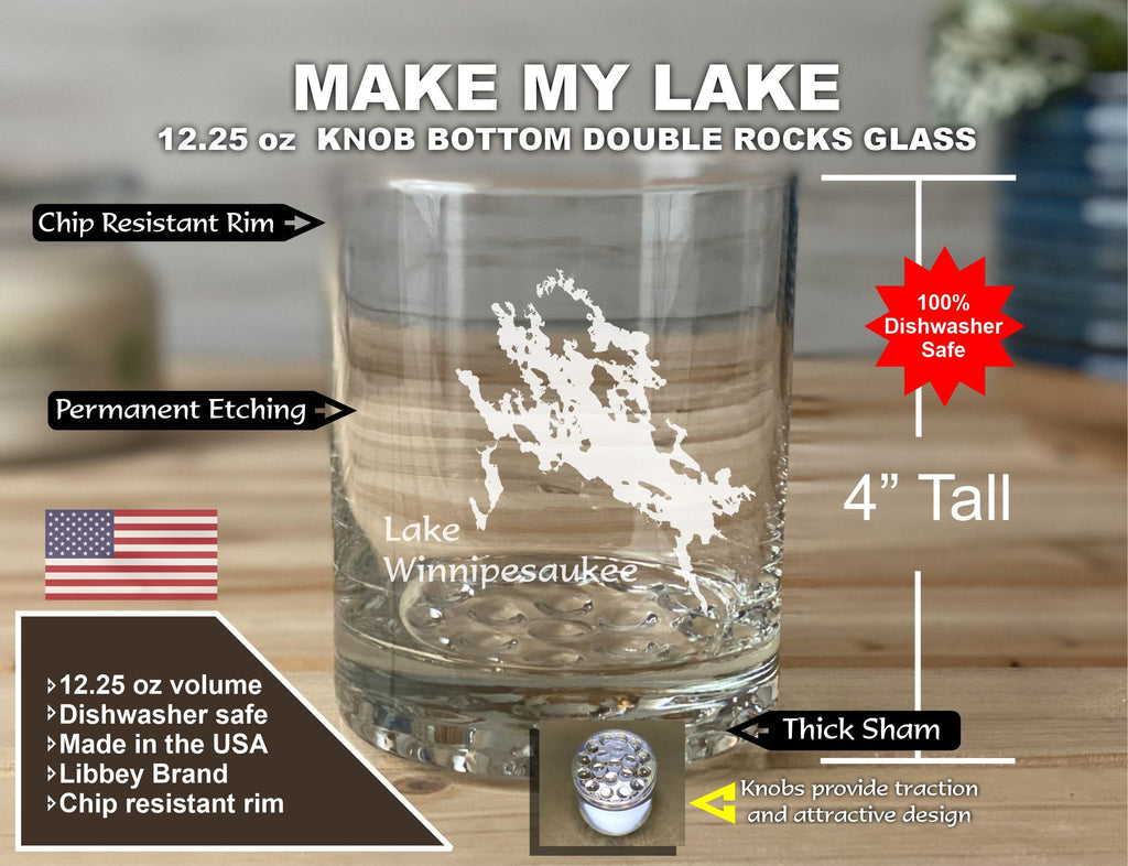 Make My Lake Double Knob Rocks Glass