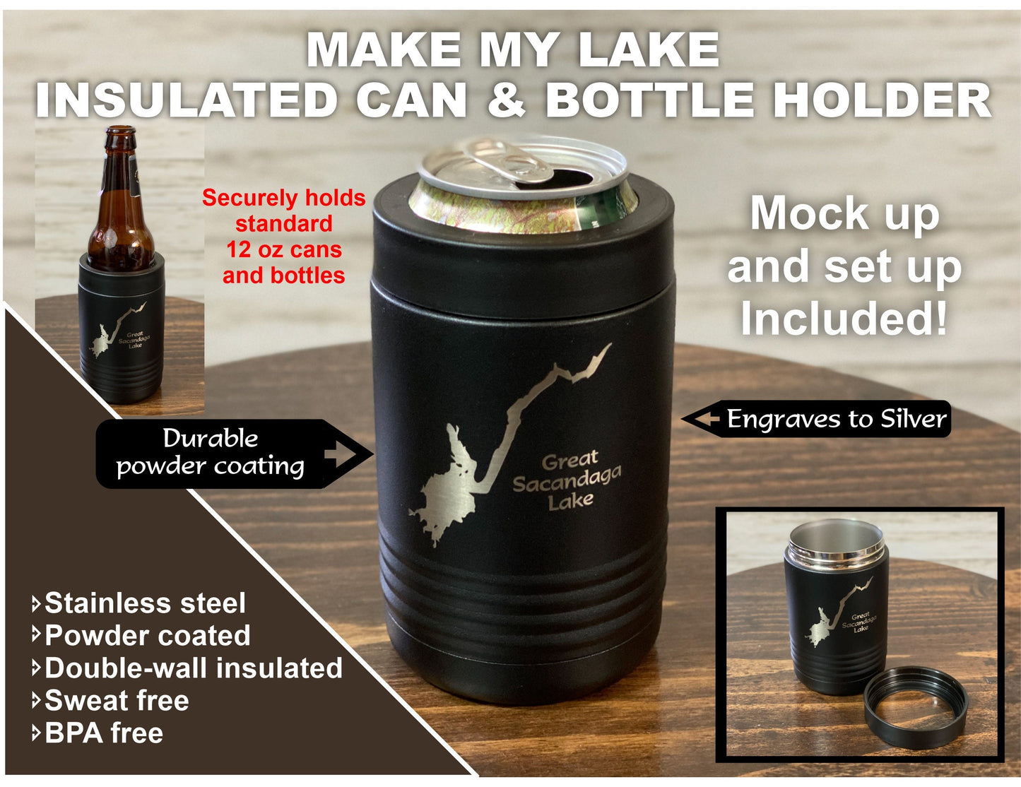 Make My Lake Insulated can cooler  Can and bottle holder