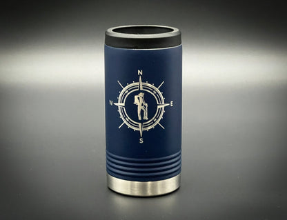 Hiker with Compass Insulated Skinny Can Holder