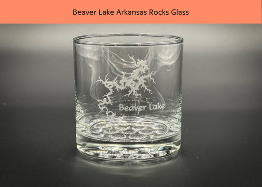 Beaver Lake Arkansas - Etched 10.25 oz Rocks Glass