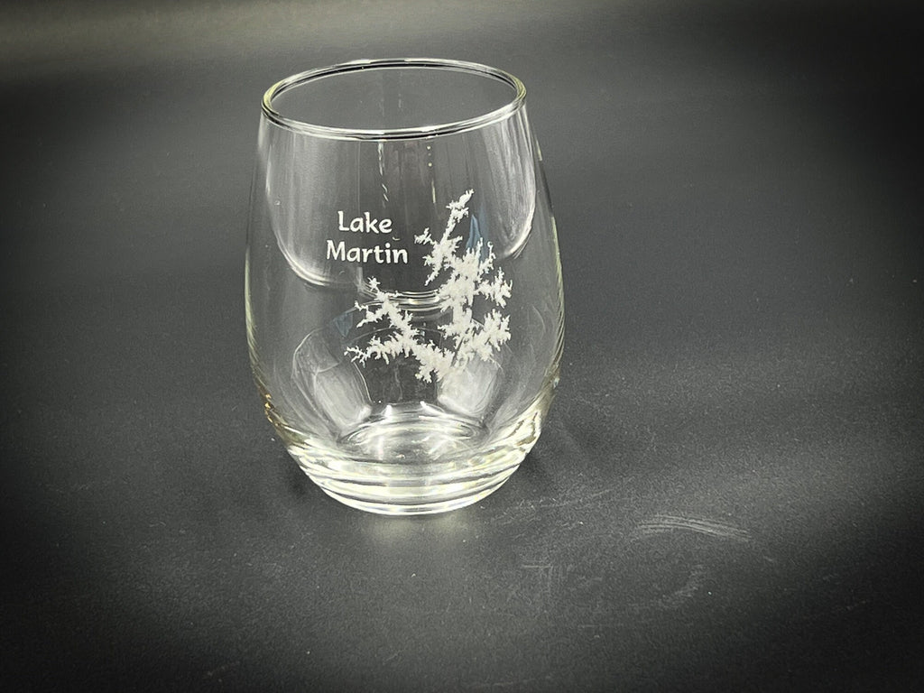 Lake Martin Alabama - 15 oz Stemless Wine Glass - Lake Life Gift