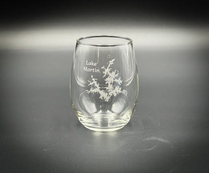 Lake Martin Alabama - 15 oz Stemless Wine Glass - Lake Life Gift