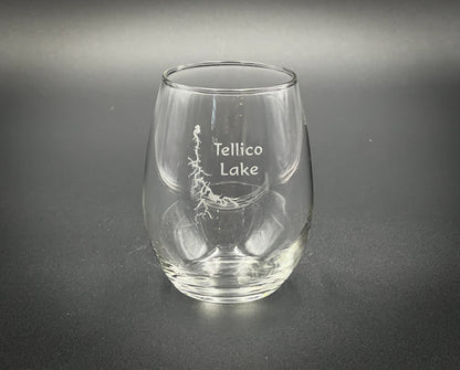 Tellico Lake Tennessee - 15 oz Stemless Wine Glass - Lake Life Gift