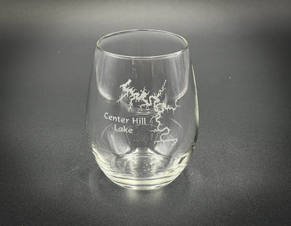 Center Hill Lake Tennessee - 15 oz Stemless Wine Glass - Lake Life Gift
