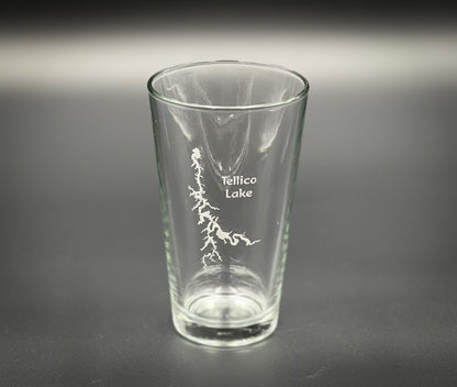 Tellico Lake Tennessee - Laser engraved pint glass - dishwasher safe!