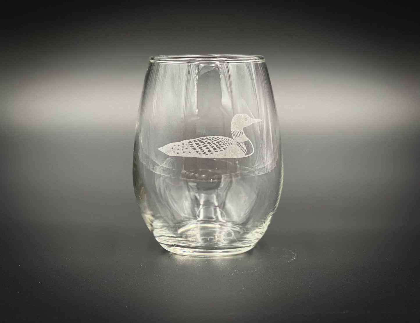 Loon - Etched 15 oz Stemless Wine Glass
