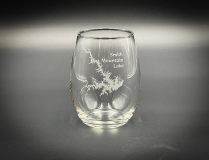Smith Mountain Lake - Virginia - Lake Life - Etched 15 oz Stemless Wine Glass
