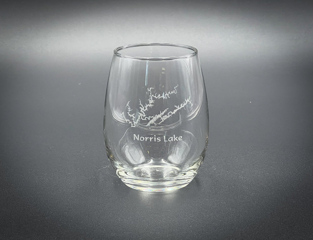 Norris Lake Tennessee - 15 oz Stemless Wine Glass - Lake Life Gift