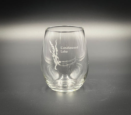 Candlewood Lake - Connecticut - Lake Life - stemless wine engraved glass