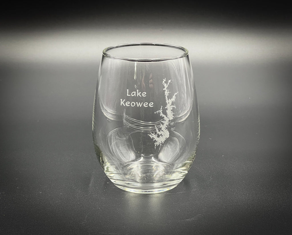 Lake Keowee South Carolina - 15 oz Stemless Wine Glass - Lake Life Gift