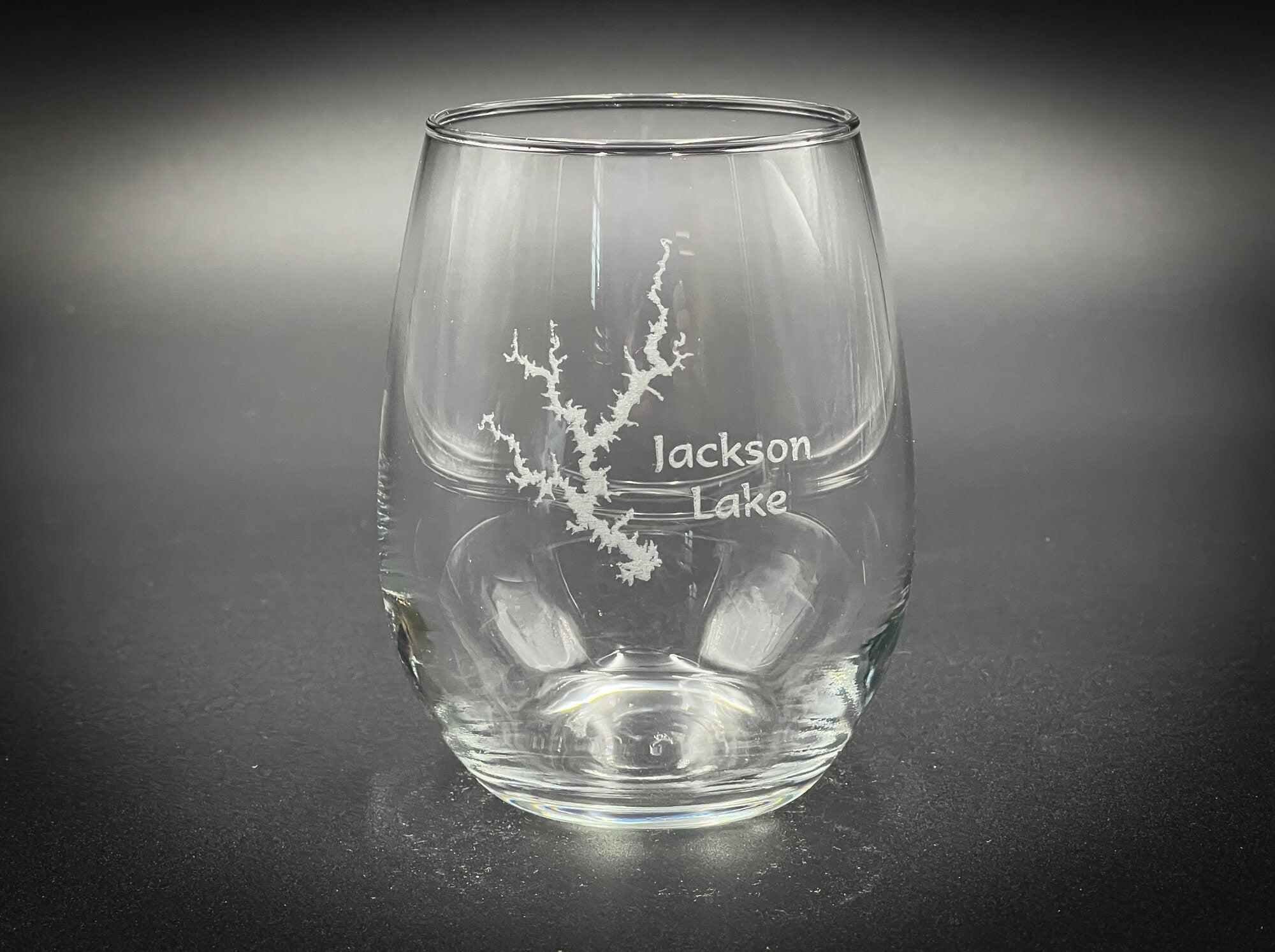 Jackson Lake Georgia - 15 oz Stemless Wine Glass - Lake Life Gift