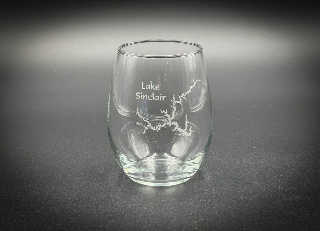 Lake SInclair Georgia - 15 oz Stemless Wine Glass - Lake Life Gift