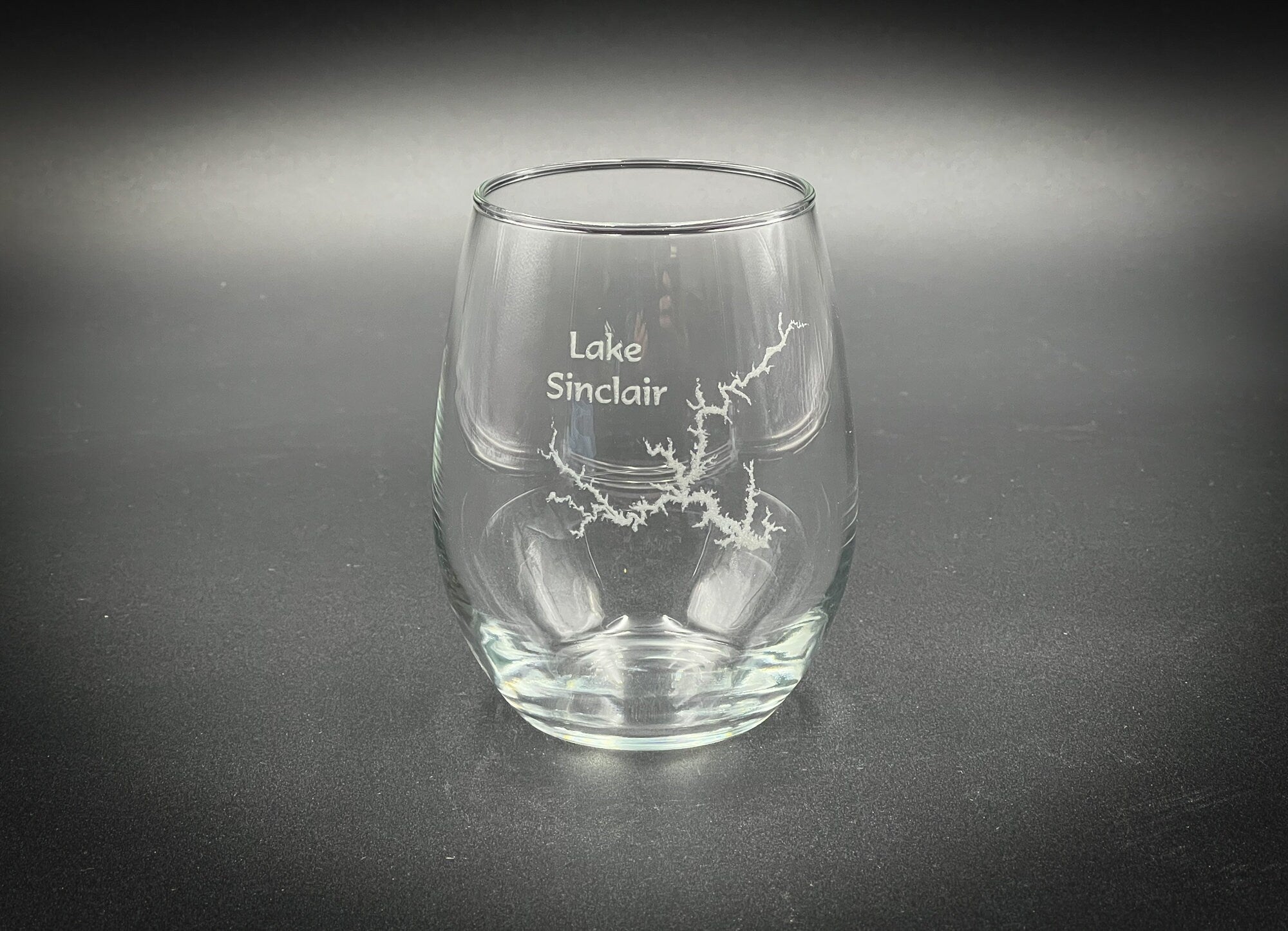 Lake SInclair Georgia - 15 oz Stemless Wine Glass - Lake Life Gift