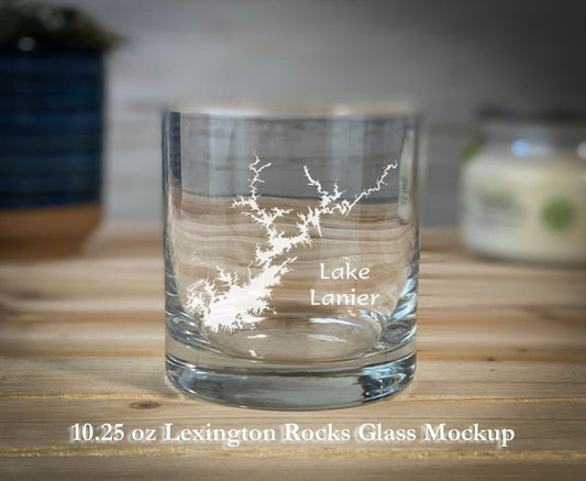 Lake Lanier Georgia - Etched 10.25 oz Rocks Glass