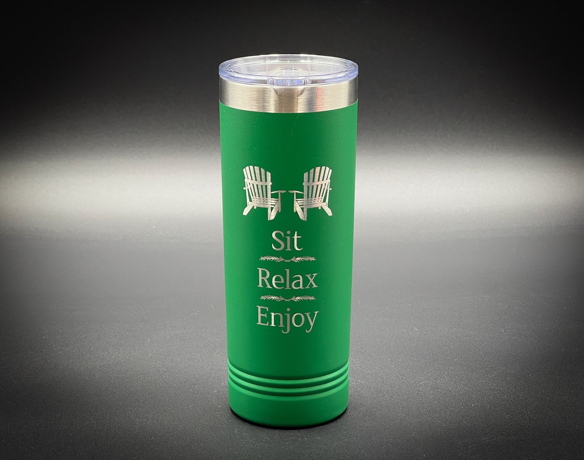 Sit, Relax, Ekjoy 22 oz insulated skinny tumbler with sliding lid